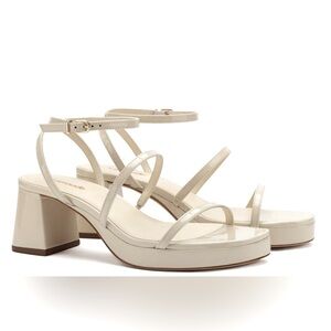 Larroude Gio Platform Sandal in Ivory Patent Leather